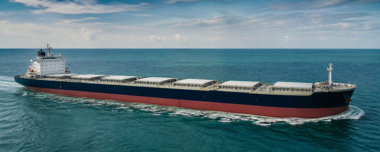 Bulk carrier underway at sea