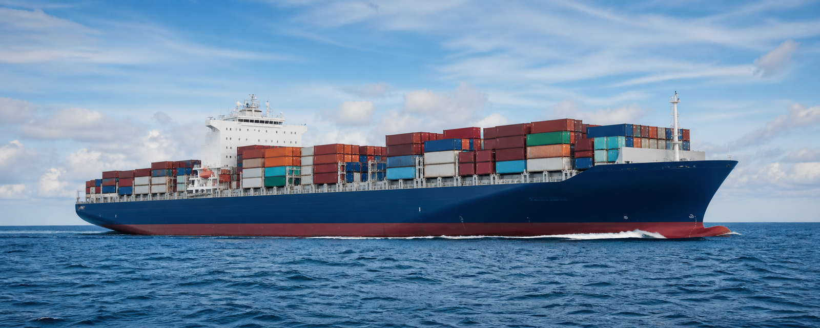 Container vessel underway at sea